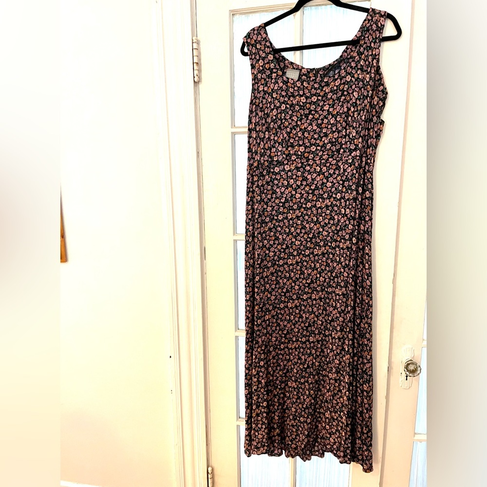 Vintage purple floral/black dress, made by rabbit rabbit rabbit designs